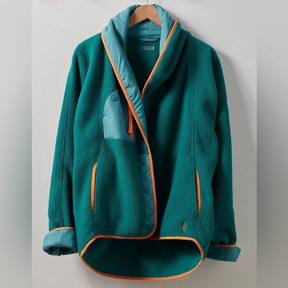 FP Movement Teal Fleece Jacket with Orange Trim - Picture 4 of 5